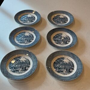 Classic Blue and White Dinnerware salad plates 6 qty 6 inch